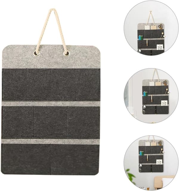 Hanging Felt Storage Bag with Multiple Pockets and Holes in Various Sizes