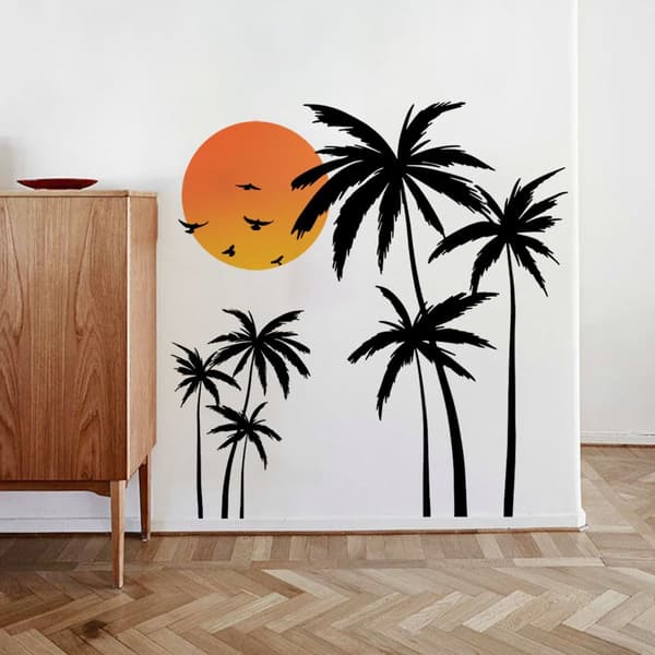 Palm Tree Tropical Birds Wall Stickers Bedroom T Wall KLB