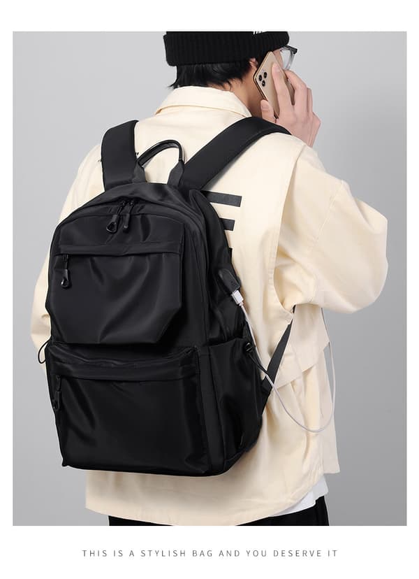 Shoulder Bag Student School Bag Large Capacity Travel Bag Leisure - Black
