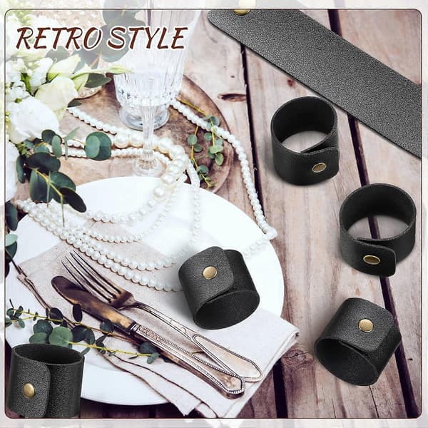 Rustic Napkin Rings for Thanksgiving, Handmade from Faux Leather