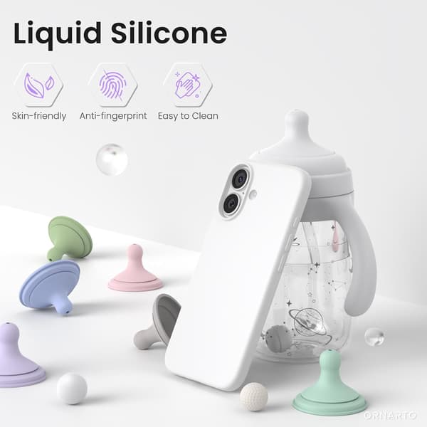 Compatible with iPhone 17 6.3-inch Protective Case, Slim Liquid Silicone 6-Layer Full Coverage Soft Rubber. Pure white Pure white