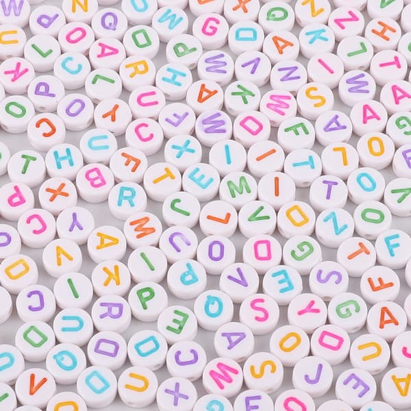 1000 Pcs Acrylic Letter Beads with Heart Beads - Alphabet Beads for Bracelets