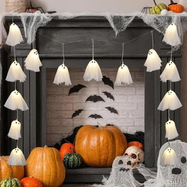 Halloween Ghost LED String Lights - 2m, 10 LED Lights, Home, Party Decoration_TF_TF