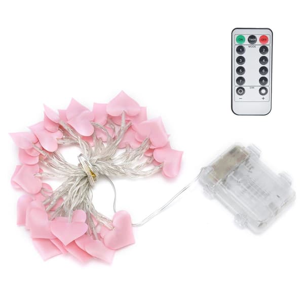 40 LED-ljusslinga, rosa, hjärtformad stämningsbelysning för KLB