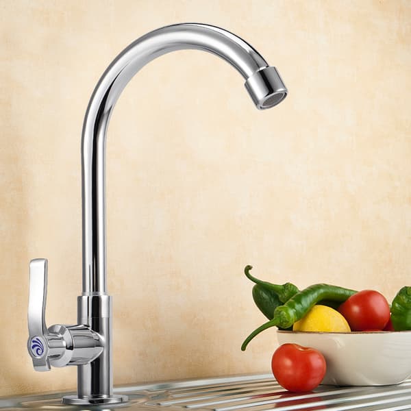 G1/2 inch External Thread Zinc Alloy Kitchen Faucet for Home Restaurant Silver