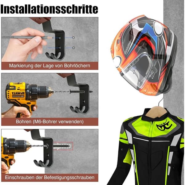 Motorcycle Helmet Holder, Shelf with Hook for Hanging Motorcycle Helmet and Motorcycle Jacket