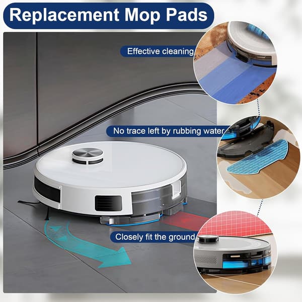 Ersättningsmoppdukar kompatibla med Lefant M1/M2/M2 Pro/M2S/M2S Pro robotdammsugare, 6-pack