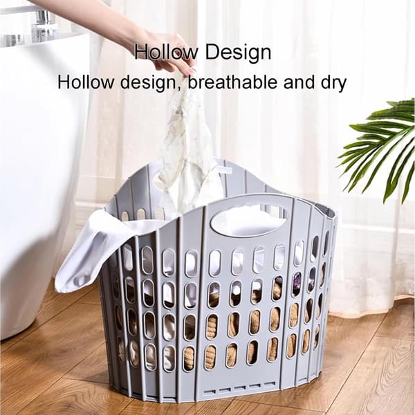 Foldable Laundry Basket, Collapsible Storage Basket with Handle, Portable Shower Basket, Storage Basket for Bathroom and Kitchen (Grey)