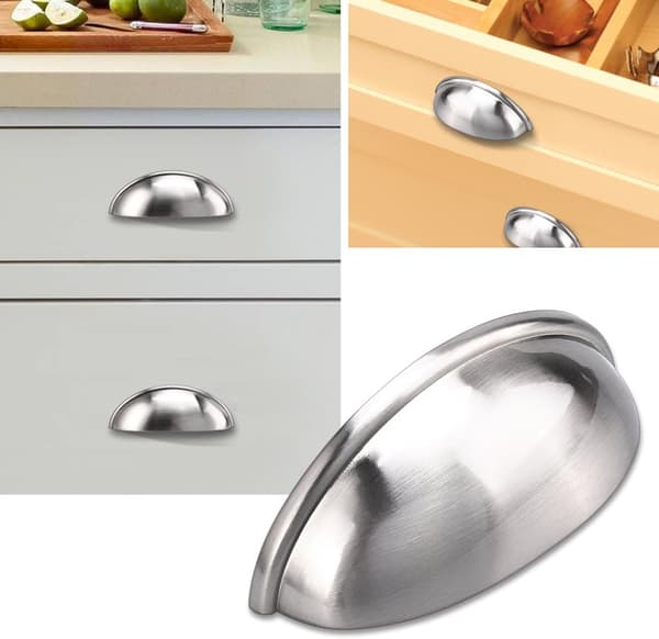Simple Designer Upgrade for Your Kitchen Cabinet, Satin Nickel Finish Durable Drawer Pulls with Individual Packaging