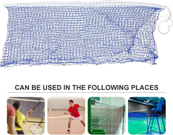 Bærbart badmintonnet udendørs tennisnet 6,1 m blå kant med bæretaske