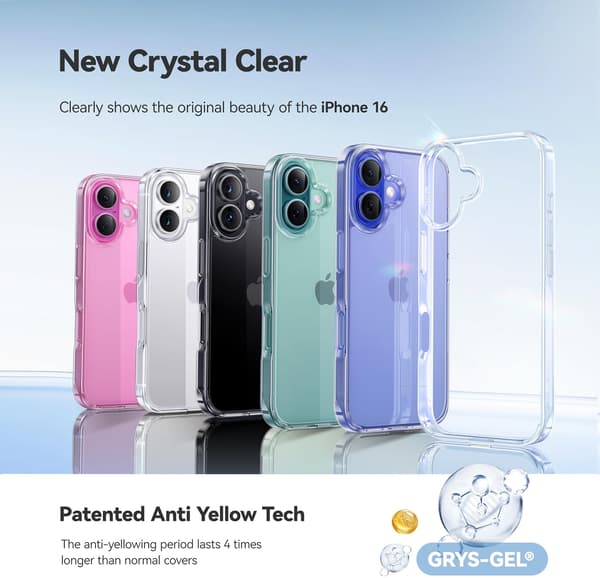 Crystal Clear Case Designed for iPhone 16, Shockproof Protective Phone Cover Thin Slim Case for iPhone 16, Transparent