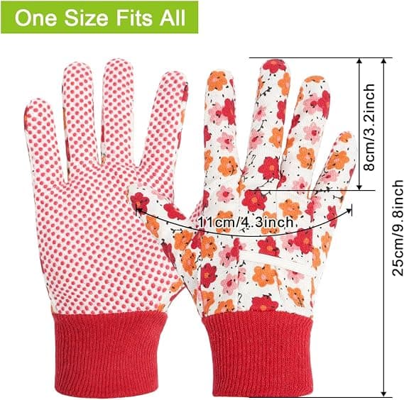 1 sæt blomsterhavehandsker til kvinder/damer, skridsikre havehandsker, komfortable tornfrie havehandsker, gave - rød