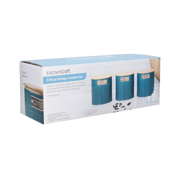 KitchenCraft Te Kaffe Sukker Beholder 1L 3 stk. - Blågrønn 0.75