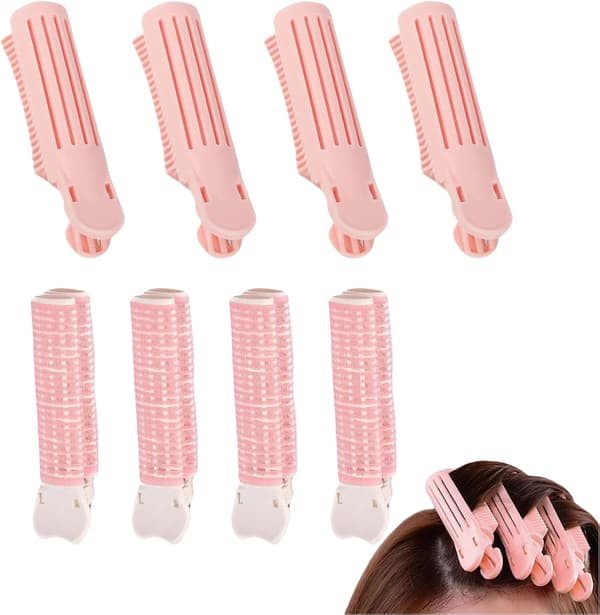 Volymgivande hårklämmor, 8-pack volymrollers, luftlockare, rotklämmor för hårvolym, hårvolymklämmor, fluffiga hårklämmor, locktänger