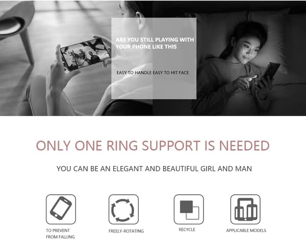 Transparent Mobiltelefon Ringhållare, Klar Telefonring Stativ, Klar Mobiltelefon Ringgrepp Ställ, Universal Ring Spänne Grepp