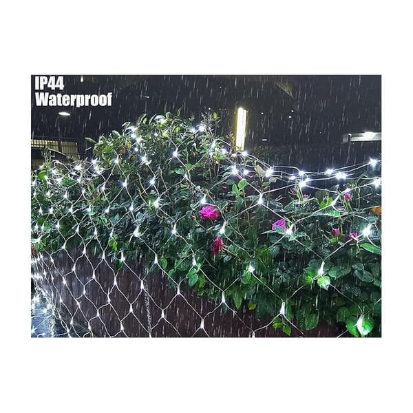 Netlyskæder, 96 LED Netlamper 1,5M x 1,5M, 8 Tilstande, Vandtætte, Dæmpbare til Soveværelse, Jul, Bryllup, Fest, Hjem, Have, Hvid