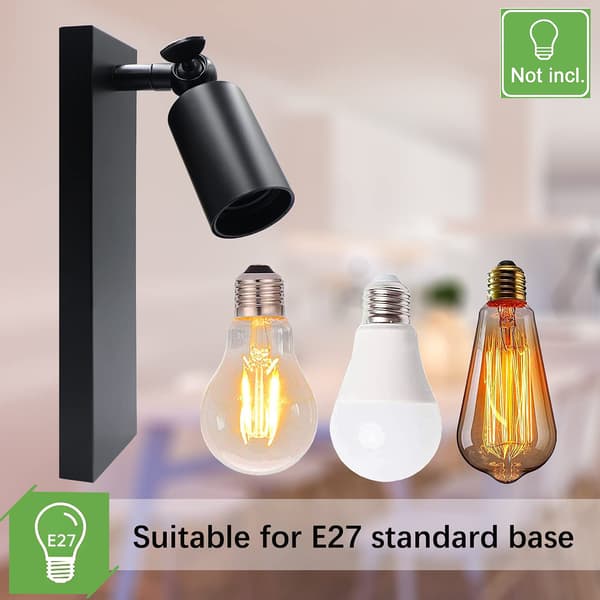 E27 Wall Lamp, 2-pack Wall Lights, Matte Black Wall Lamps, Rotatable Wall Spotlights, Wall Lamp Fixtures, Without Bulb
