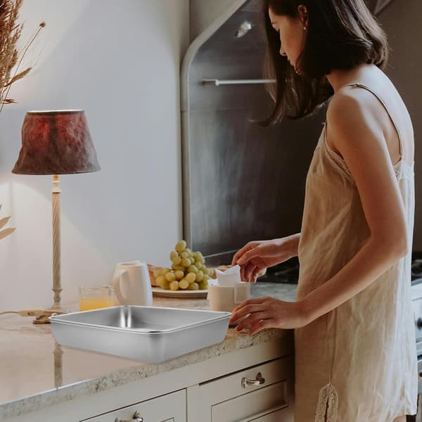 Rectangular Baking Pan Oven Tray 13.78x9.84x1.97inch Stainless Steel Nonstick Easy to Store