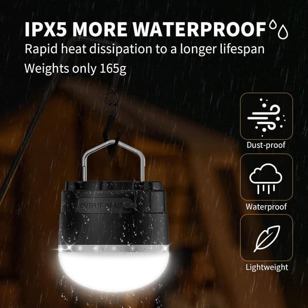 LED Rechargeable Camping Lantern - Portable Camping Light IP65 Ultra Waterproof Dustproof, Tent Lamp with 3 Modes