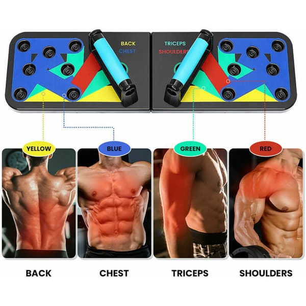 12 i 1 Push Up Board Sammenleggbart Treningsutstyr Hjemme Muskelbygger (L)