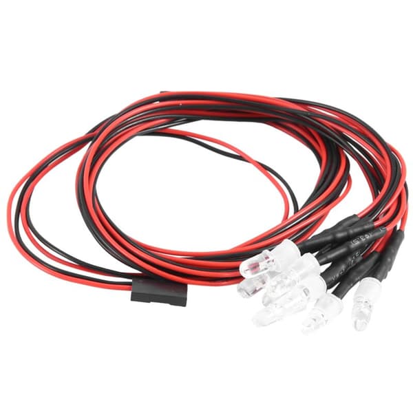2 stk 8 LED 5mm Forlygter RC Tilbehør LED-lys til 1/10 Drift Modelbil, Hvid Rød og Gul