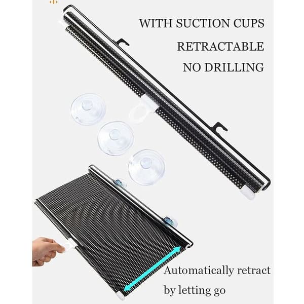Blackout roller blinds without drilling, retractable sun protection blinds with suction cup, blackout blinds, for car/office windows, 50x