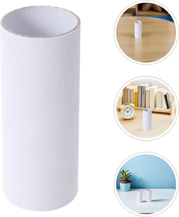 20 hvite papirrør for håndverk DIY-maling, hule pappesker 4 cm x 10 cm