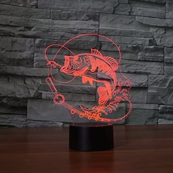 3D Fisk Natlampe Illusionslampe 7 Farver Skiftende LED Touch U