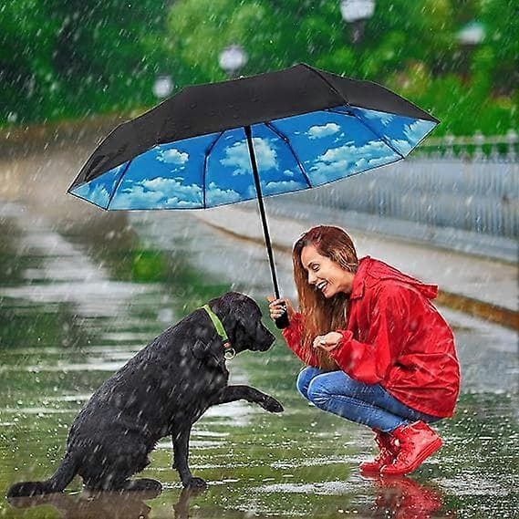 Portable Folding Umbrella with 8 Ribs, UV Protection and Sun Protection, Automatic Opening and Closing with One Button