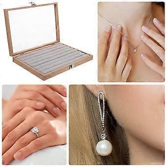 Smyckeskrin med Klar Lock Örhängen Ring Halsband Förvaringslåda Smyckesförvaring Displayfodral