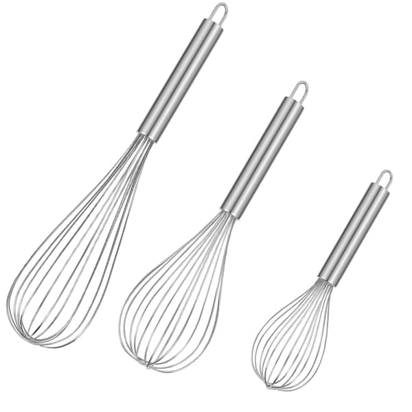 Metallvisper for matlaging Rustfritt stål Vispsett 3-pakning 8\" 10\" 12\" Trådvisp for baking, visping, blanding
