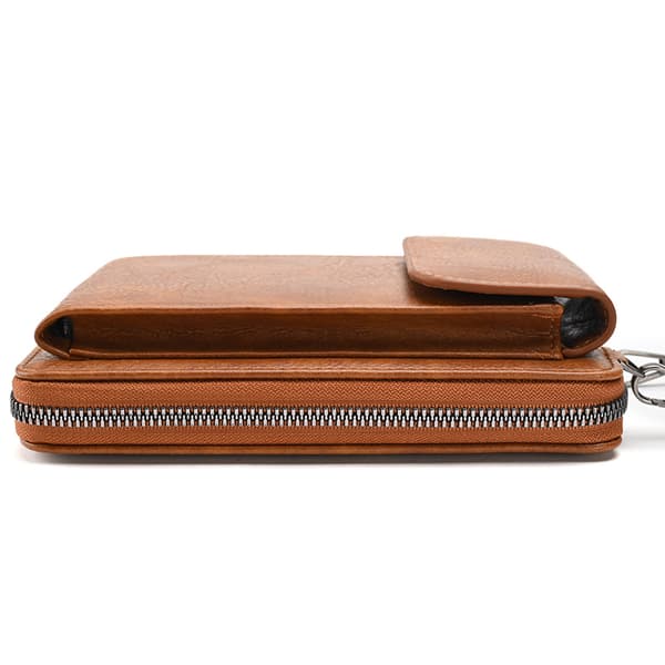 Brunfärgad lätt PU-läder crossbody mobiltelefonväska Mult