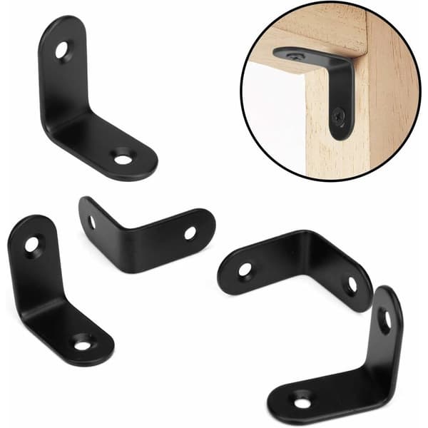 Fixing Bracket Black Right Angle Metal L-Shape Bracket Brackets w