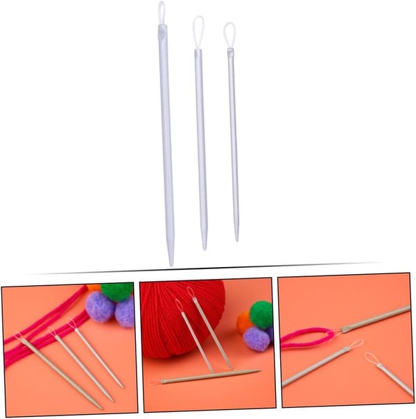 3 Pcs Needle Threaders for Yarn, Wool Needles, Weaving Tools for Wool Thread, Hand Sewing Accessories