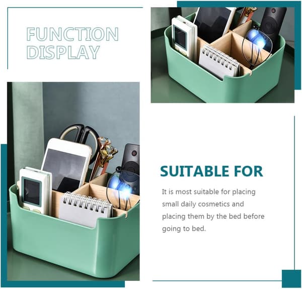 Multi-compartment storage box, stationery box, ABS wood material, stylish simple design, desktop decoration