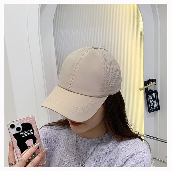Solhatt Dam Andningsbar Mesh Snabbtorkande Basebollkeps Utomhus Casual Kors Hålkeps - Khaki