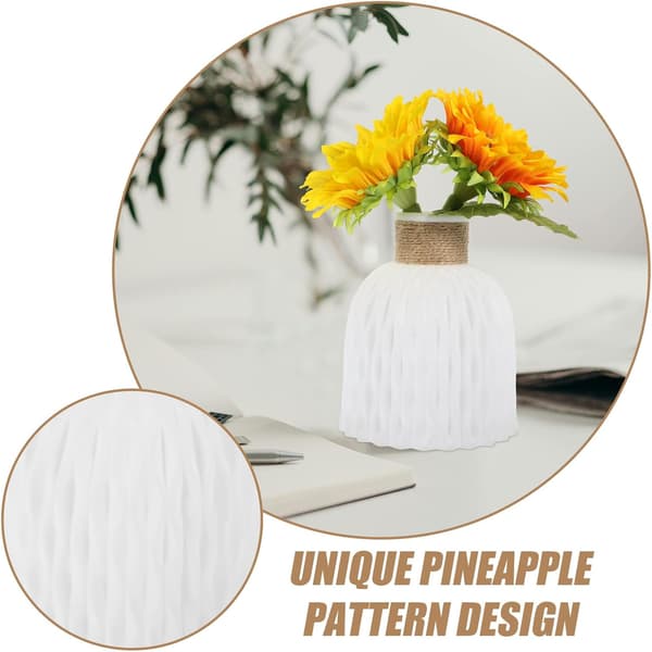 Midtpunktsvase Uknuselig Blomsterarrangementvase med Ananasformet Kornform Hvitt PP-materiale
