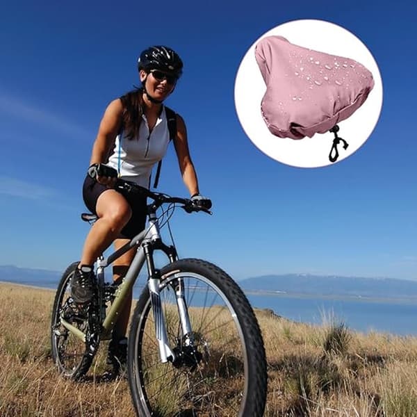 Vattentätt cykelsadelöverdrag - universal - rosa - 24x27 cm, laptopfack, semester