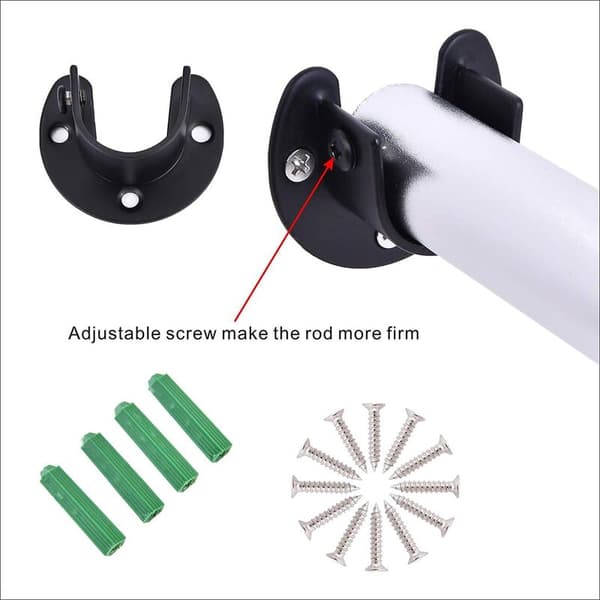 Stainless Steel Hanging Rod Bracket U Open Socket Holder Shower Rod Bracket Rod End Support Flange