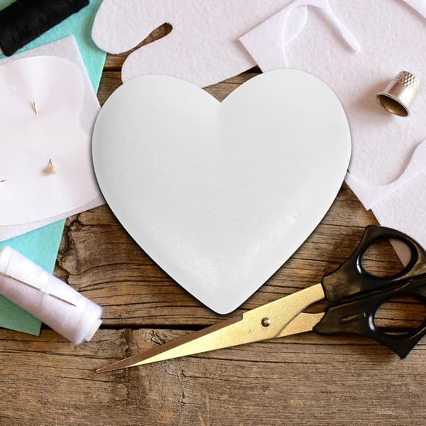 3 hvide skumhjerter til håndværk til Valentinsdag-dekorationer, bryllupshåndværk, skumhjerter i 60 mm