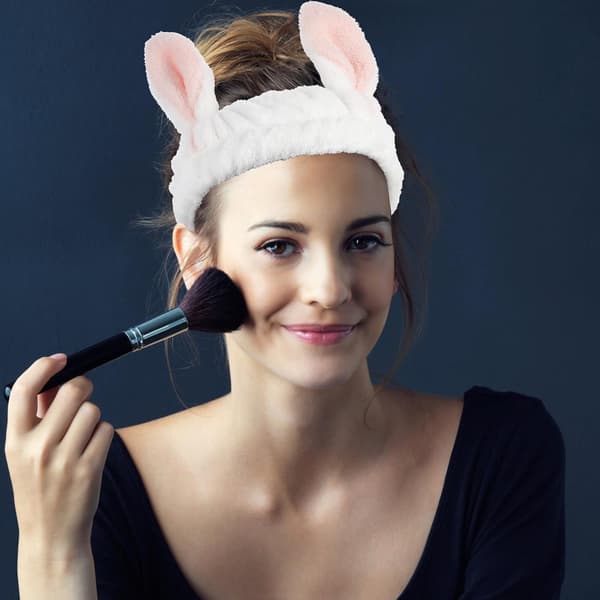 4 stk. hårbånd til ansigtet til vask og makeup, elastiske spa-hårbånd med hvide hjerter, brune gevir-mønstre, kaninøre-designs