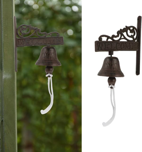 Cast Iron Rustic Style Doorbell, Wall Mounted Manual Bell for Garden, Cafe, Home Decor