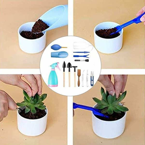 Garden Tool Sets, 14 Pcs Succulent Garden Tool Kit, Garden Tool Set with Pruning Shears Rake Bud Shears KLB