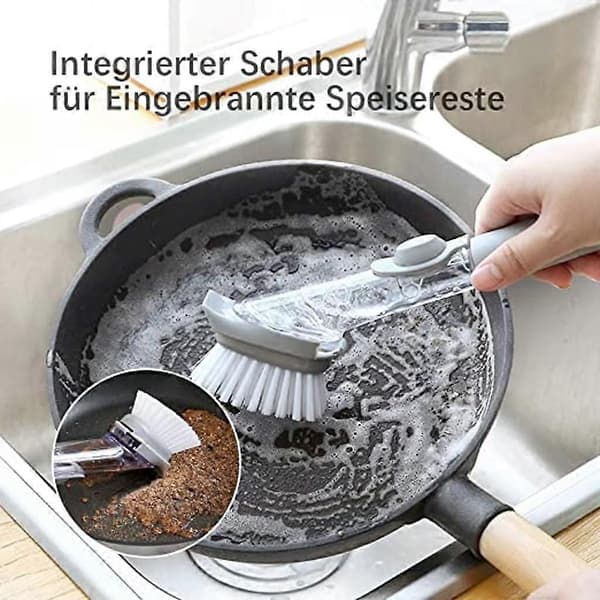 Dual-use Kitchen Cleaning Brush Scrubber Dish Bowl Washing Sponge Automatic Liquid Dispenser Kitchen Pot Cleaning Tool - 1
