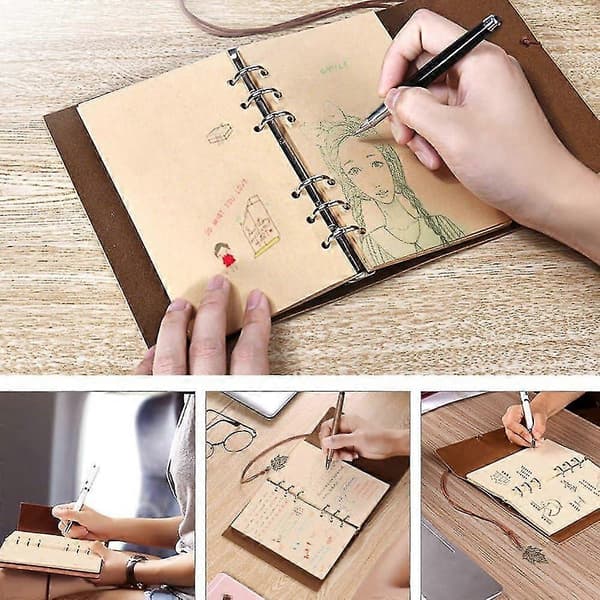2024 New Leather Writing Journal Notebook, Maleden Classic Spiral Bound Notebook Refillable Diary