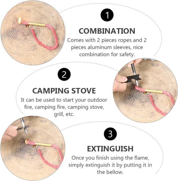 3st Vaxad Röd Jute Eldstartare Rep Utomhus Camping Eldstartare Snöre