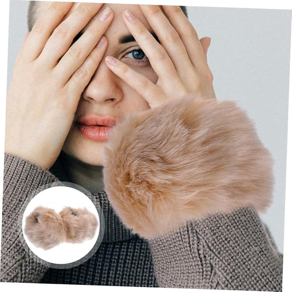 Ring Fuzzy Faux Fur håndledsvarmere til vinterkvinder, par, mode, fluffy til vinter udendørs