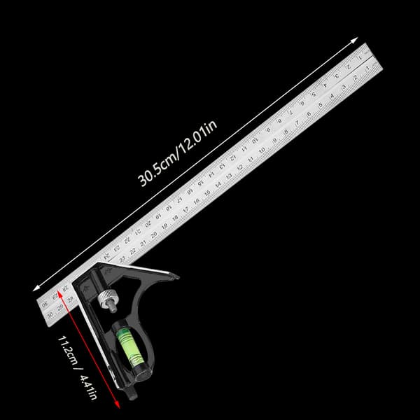 300mm 12 inch Metal Adjustable Combination Square Ruler Engineer Measuring Tool