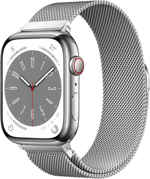 Original rustfrit stål Milanese Loop kompatibel med Apple Watch Band 42mm 44mm 45mm 49mm-Sølv