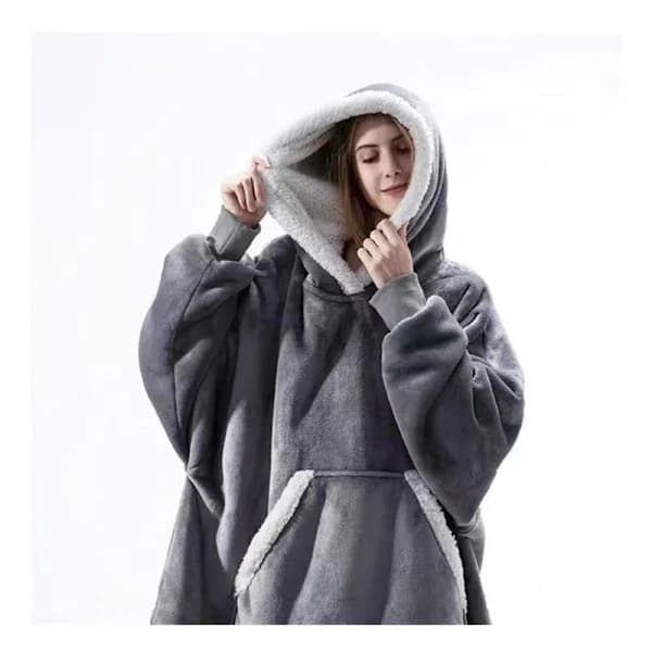 QU-Filtgenser Oversized Hettegenser Bærbar Teppe Myk Varm Komfortabel, A